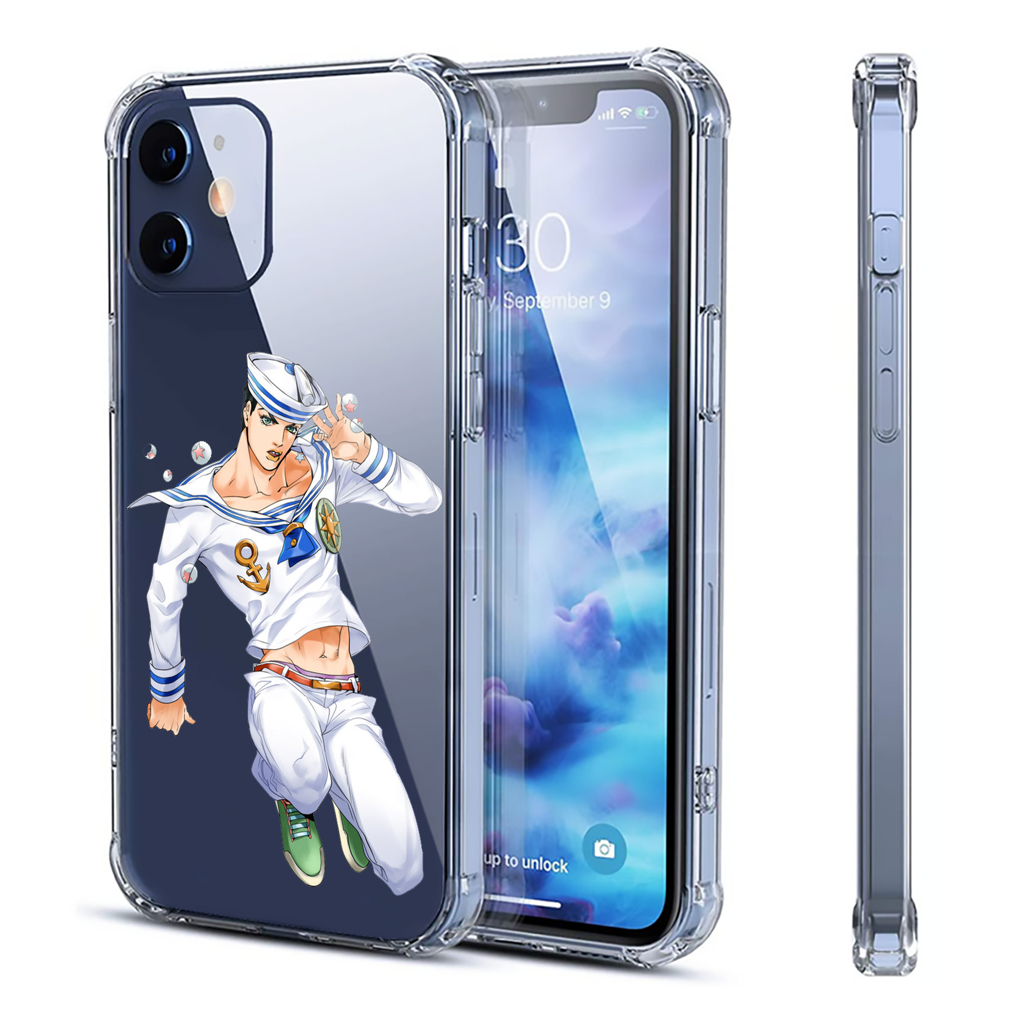 （画像用） ジョジョの奇妙な冒険 東方定助 JoJo's Bizarre Adventure Higashikata Josuke 【iPhone 12シリーズ対応】透明スマホケース（クリアソフトケース）